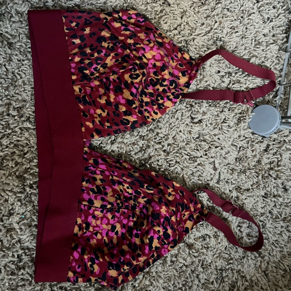 Auden Leopard Print Bandeau in Red and Pink
